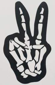 SKELETON HAND PEACE SIGN